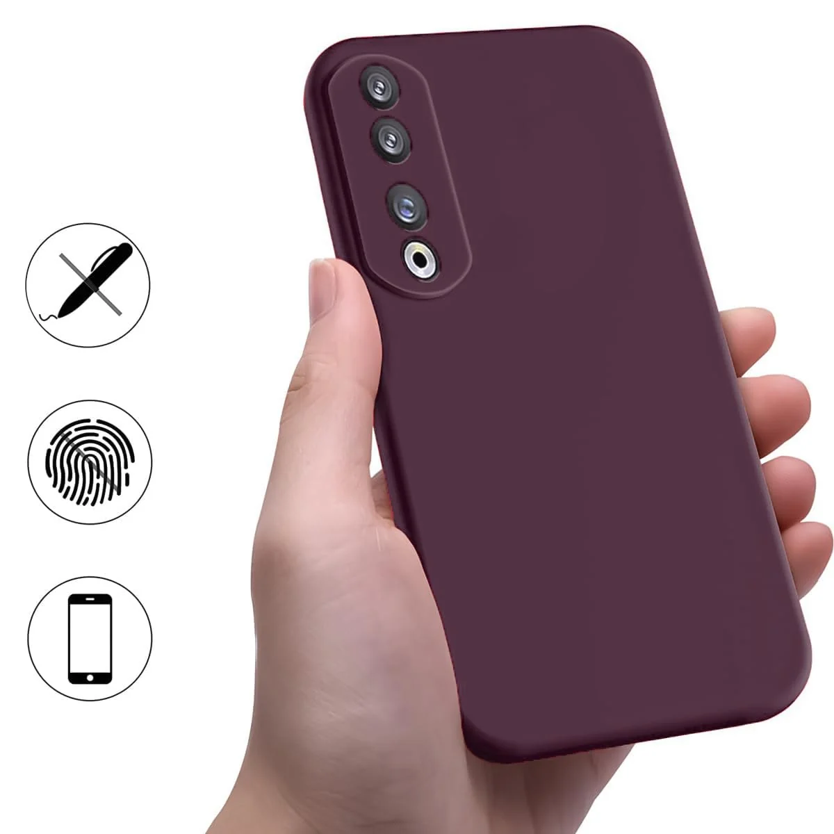 DL3 Mobilak Honor 70 Case, Soft Flexible Silicone Gel Rubber Bumper Cover, Slim Fit Full Body Shockproof Protective Phone Case (Win Red) - Wine Red