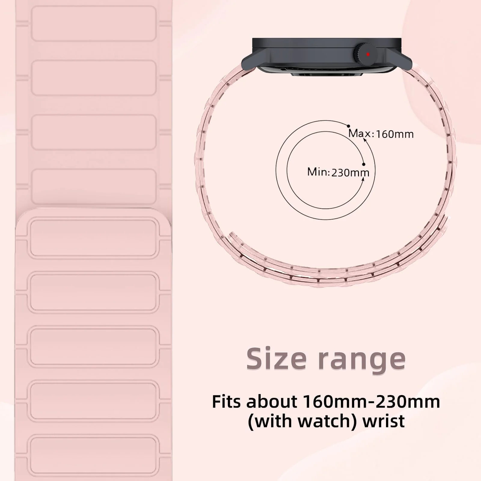 DL3 Mobilak 22mm Silicone Magnetic Strap for Xiaomi Redmi Watch 5 Active/5 Lite/Samsung Galaxy Watch 46mm/Watch 3 45mm/Gear S3/Huawei watch (GT6 GT5 GT4 GT3 GT2 GT 46MM)/GT2E/GT6 Pro/GT 5 Pro/Amazfit GTR4/Bip 6 - Pink