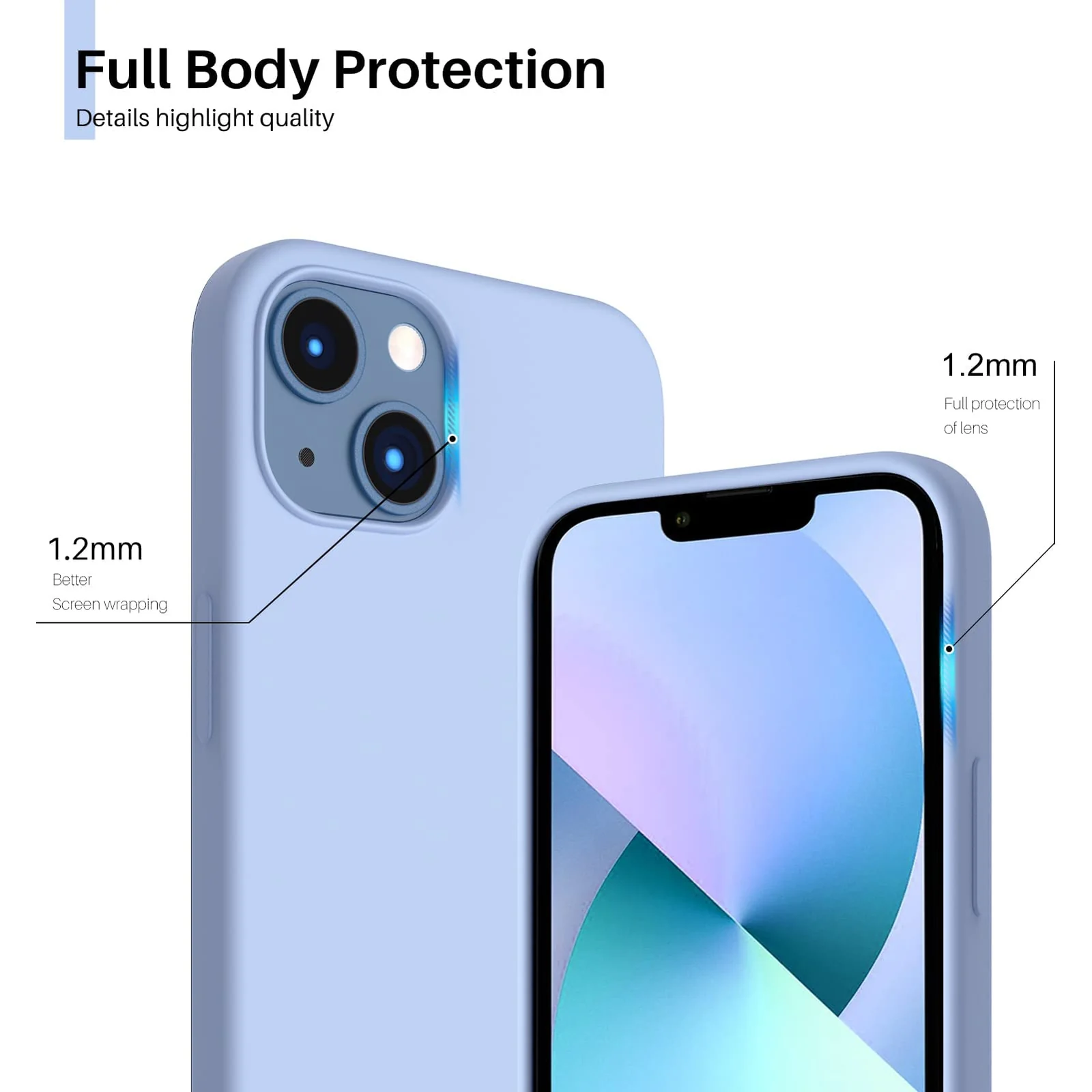 DL3 Mobilak Liquid Silicone Protective Case with Soft Microfiber Lining for iPhone 13 / iPhone 14 - Baby Blue