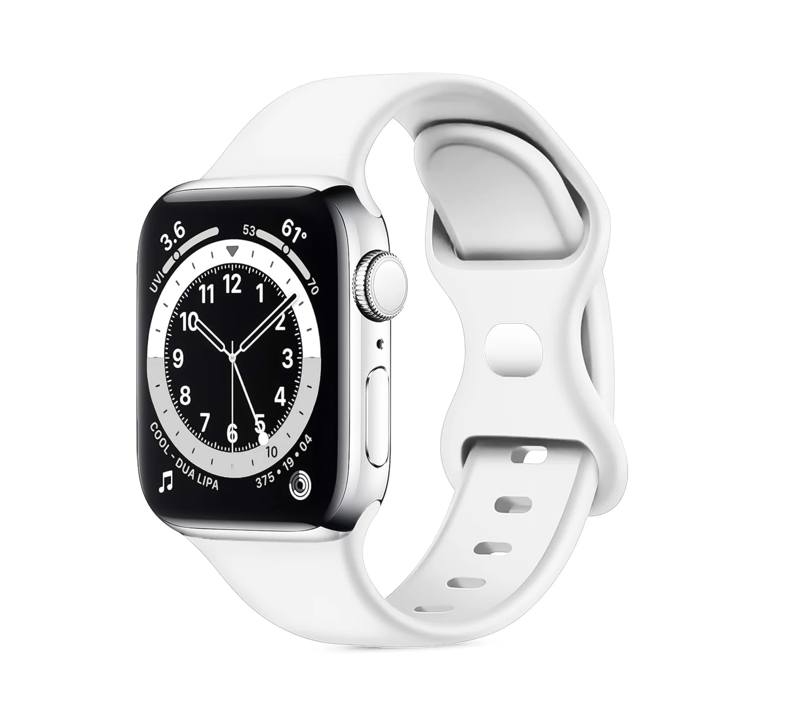 DL3 Mobilak Band with Case Compatible with Apple Watch 45mm, Adjustable Silicone Sport Wristband Replacement, Strap With Cover Built-in Glass Screen Protector for iWatch Series 9 8 7 - White