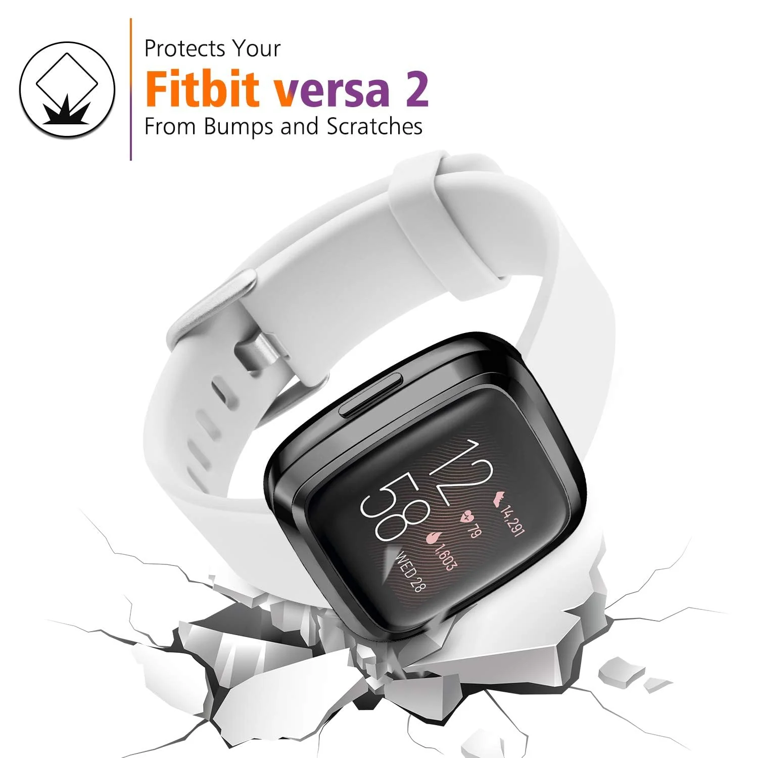 DL3 Mobilak Case Compatible with Fitbit Versa 2 Case All-Around with Built-in Screen Protector Watch Soft TPU Shockproof Cover Slim Guard Thin Bumper Shell Protector For Versa 2 - Black