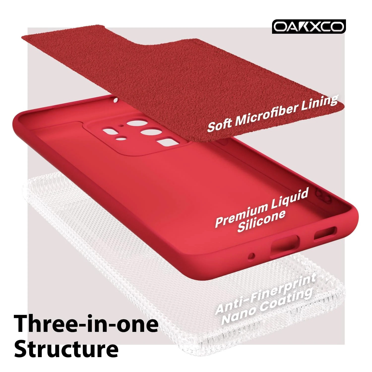 "DL3 Mobilak Liquid Silicone Protective Case with Soft Microfiber Lining for Samsung Galaxy Note 20 5G (6.7"") - Red"