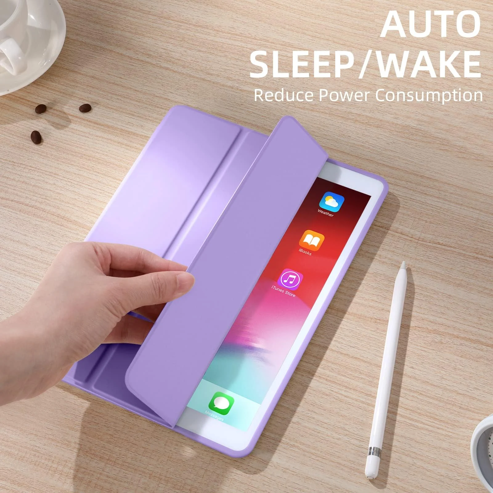 DL3 Mobilak iPad 9th/ 8th/ 7th Generation, Case for iPad 10.2-Inch 2021/2020/ 2019 with Pencil Holder, iPad 7th Gen 2019 Case with Soft Silicone Back, Auto Wake/Sleep Cover - Light Purple