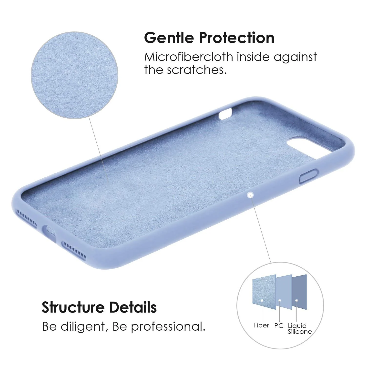 DL3 Mobilak Liquid Silicone Protective Case with Soft Microfiber Lining for iPhone SE 2022, SE 2020, iPhone 7, iPhone 8 - Baby Blue