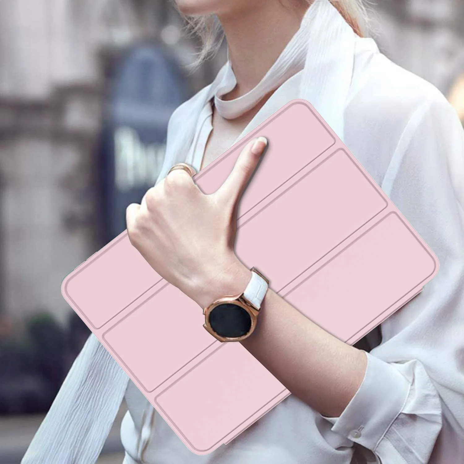 DL3 Mobilak Smart Case Compatible with iPad Pro 12.9 Inch Case 2022/2021/2020 (6th/5th/4th Gen) Case Flip Cover Leather Case Soft TPU Back And Trifold Stand With Auto SleeP - Pink Sand