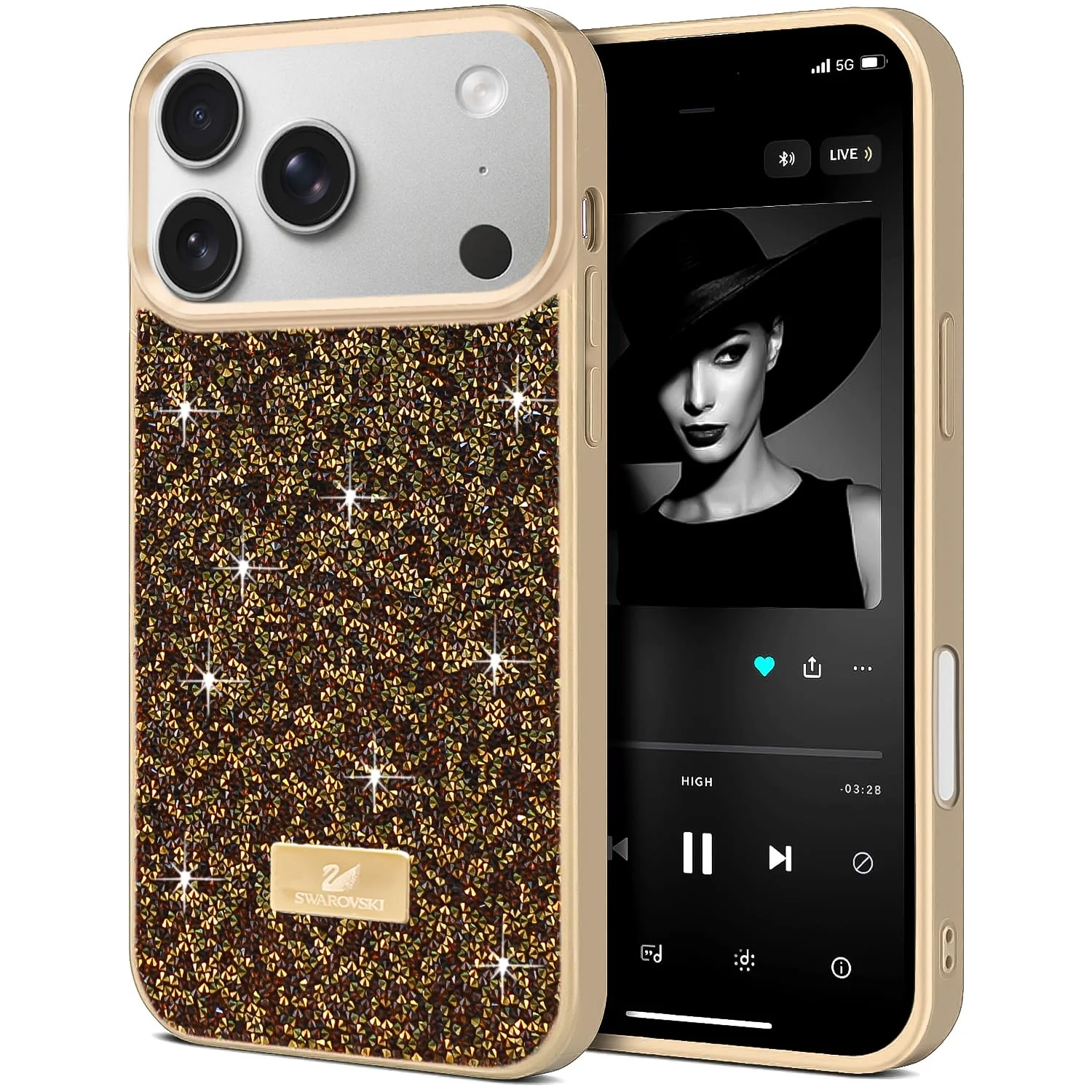 DL3 Mobilak Glitter Protective Case for iPhone 17 Pro, Supports wireless charging, Shock-absorbing protection, Scratch-resistant surface