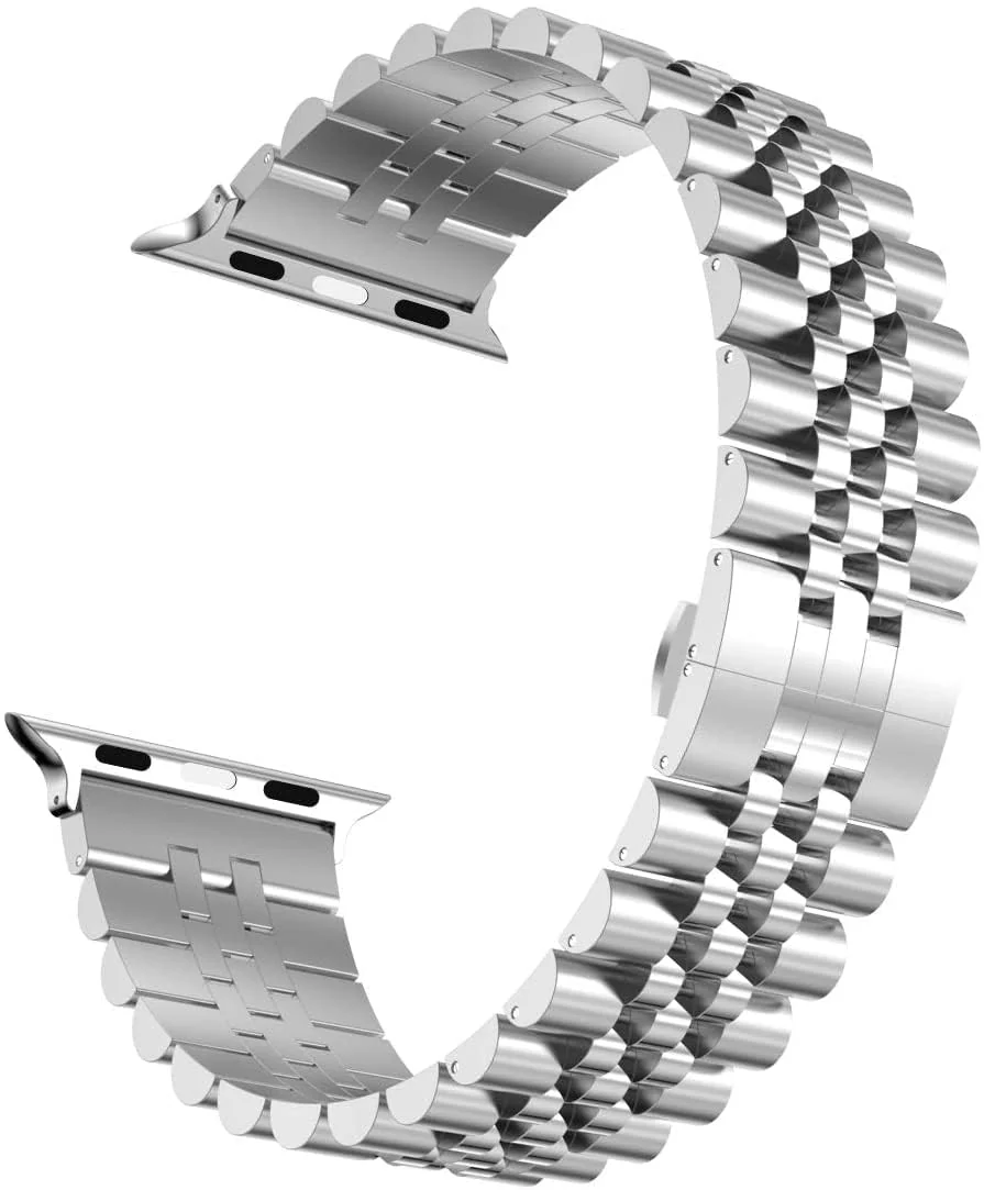 DL3 Mobilak Band For Apple Watch Ultra Band 49mm 45mm 44mm 42mm 41mm 40mm 38mm, Metal Stainless Steel Strap for Apple Watch Series 8 Ultra 7 6 5 4 3 2 1 Se (A. , 42MM/44MM/45MM/49MM) - A.Silver