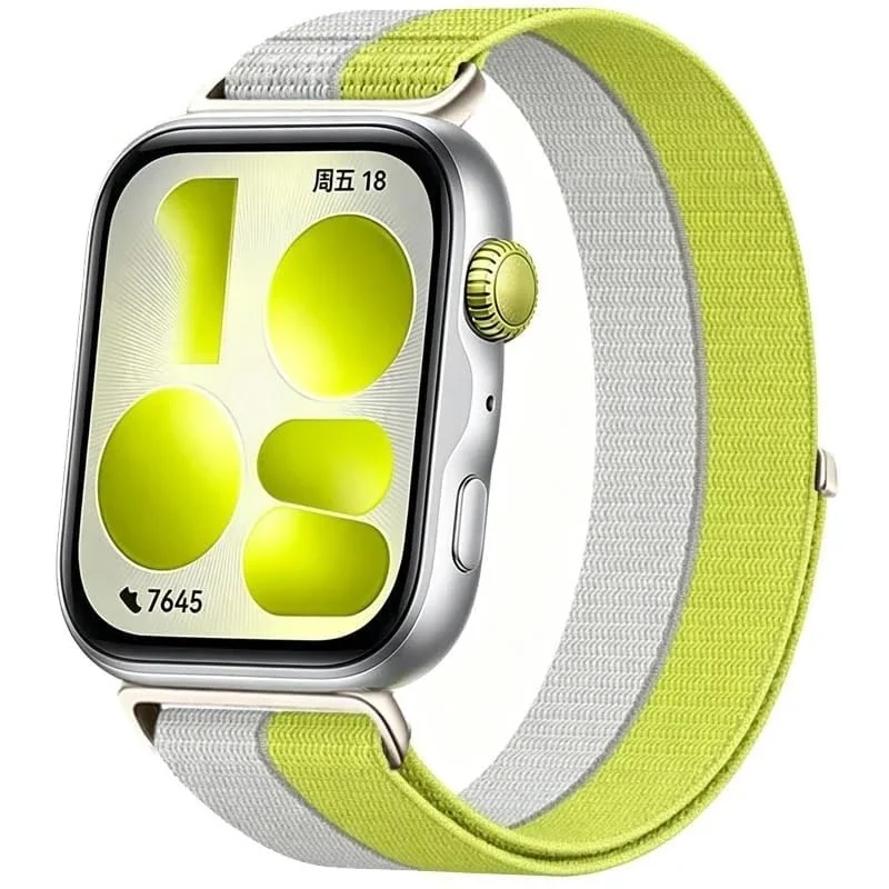 DL3 MOBILAK Elastic Nylon Watch Strap for Huawei Watch Fit 3 / Fit 4 / Fit 4 Pro / Fit 5 / Fit 5 Pro, Feather Yellow