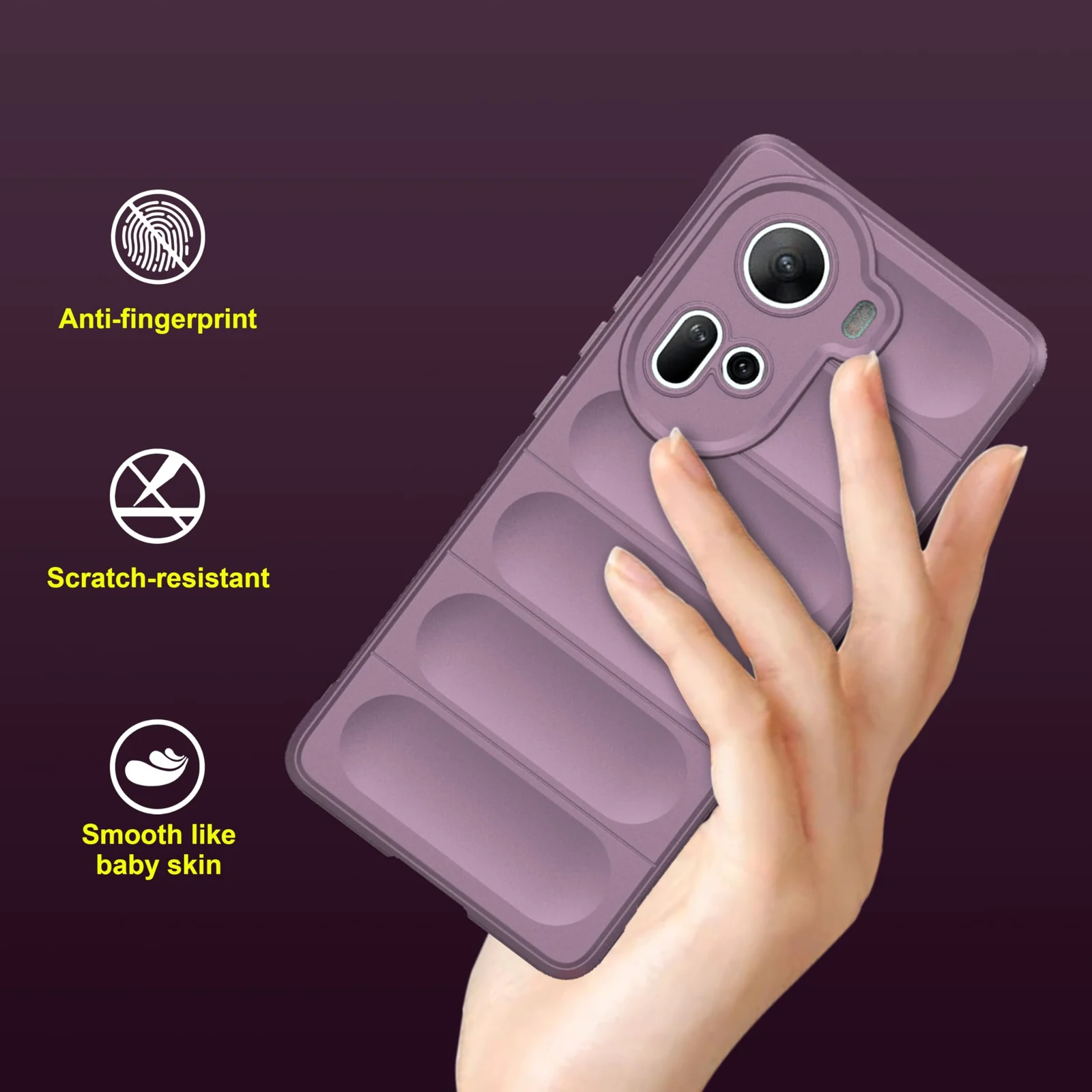 DL3 Mobilak Silicone Case for OPPO Reno 11 5G Heavy Duty Protective [Slim Fit] Shockproof Soft Flexible Protective Design Shock-Absorption TPU Cover With Camera Protection - Purple