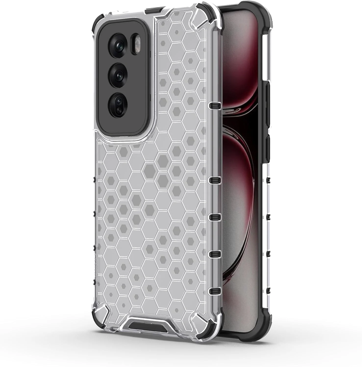 DL3 Mobilak Honeycomb Protective Case for OPPO Reno 12 Pro 5G, Shock-absorbing protection, Transparent design, Slim, lightweight profile - Clear