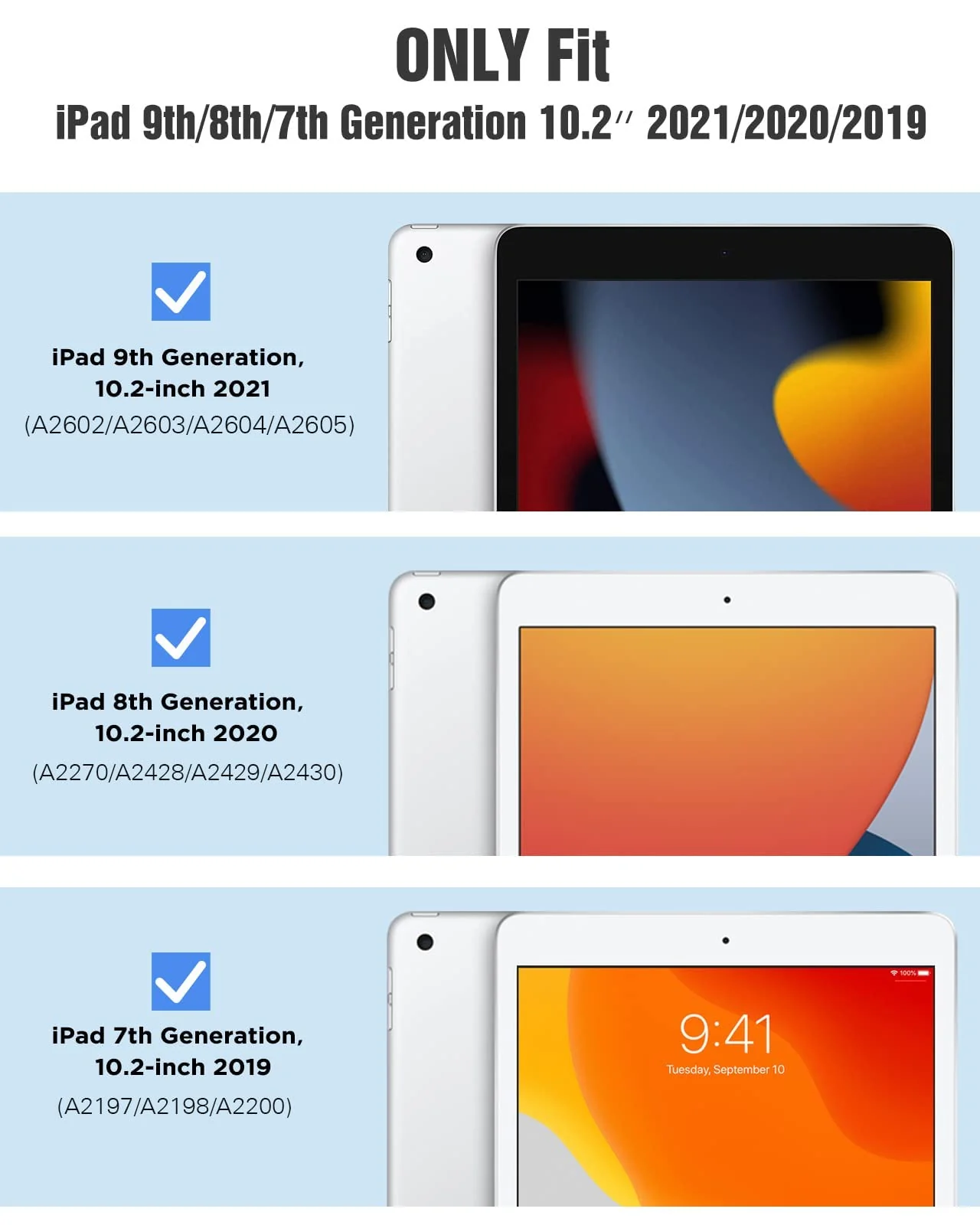 DL3 Mobilak Case for iPad 10.2-Inch (9th/8th/7th Generation, 2021/2020/2019), Case Clear, iPad Case Slim Transparent Hard PC Back Cover TPU Frame Shell - Blue
