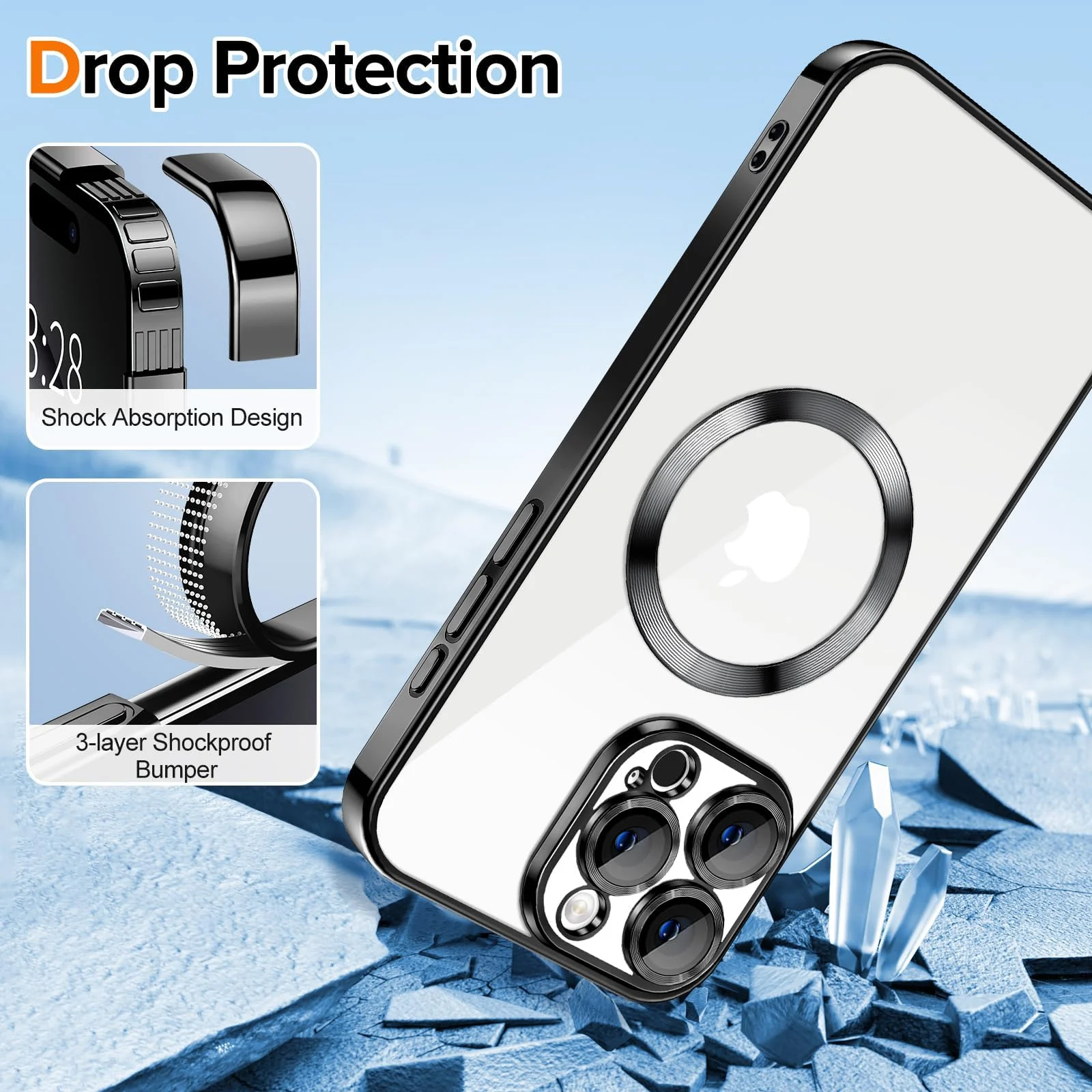 DL3 Mobilak Plated-Edge TPU Protective Case with Camera Protection for iPhone 16 Pro - Black