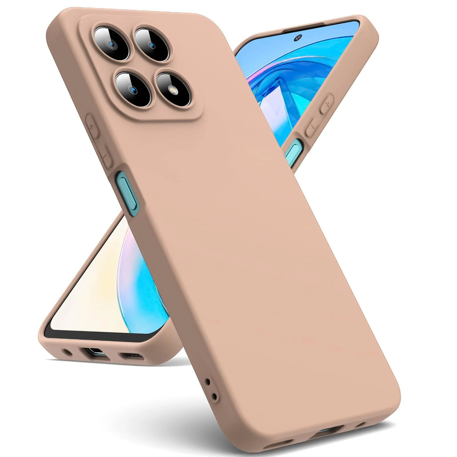 DL3 Mobilak Liquid Silicone Protective Case with Soft Microfiber Lining with Full Camera Protection for Honor X8A - Light Orange