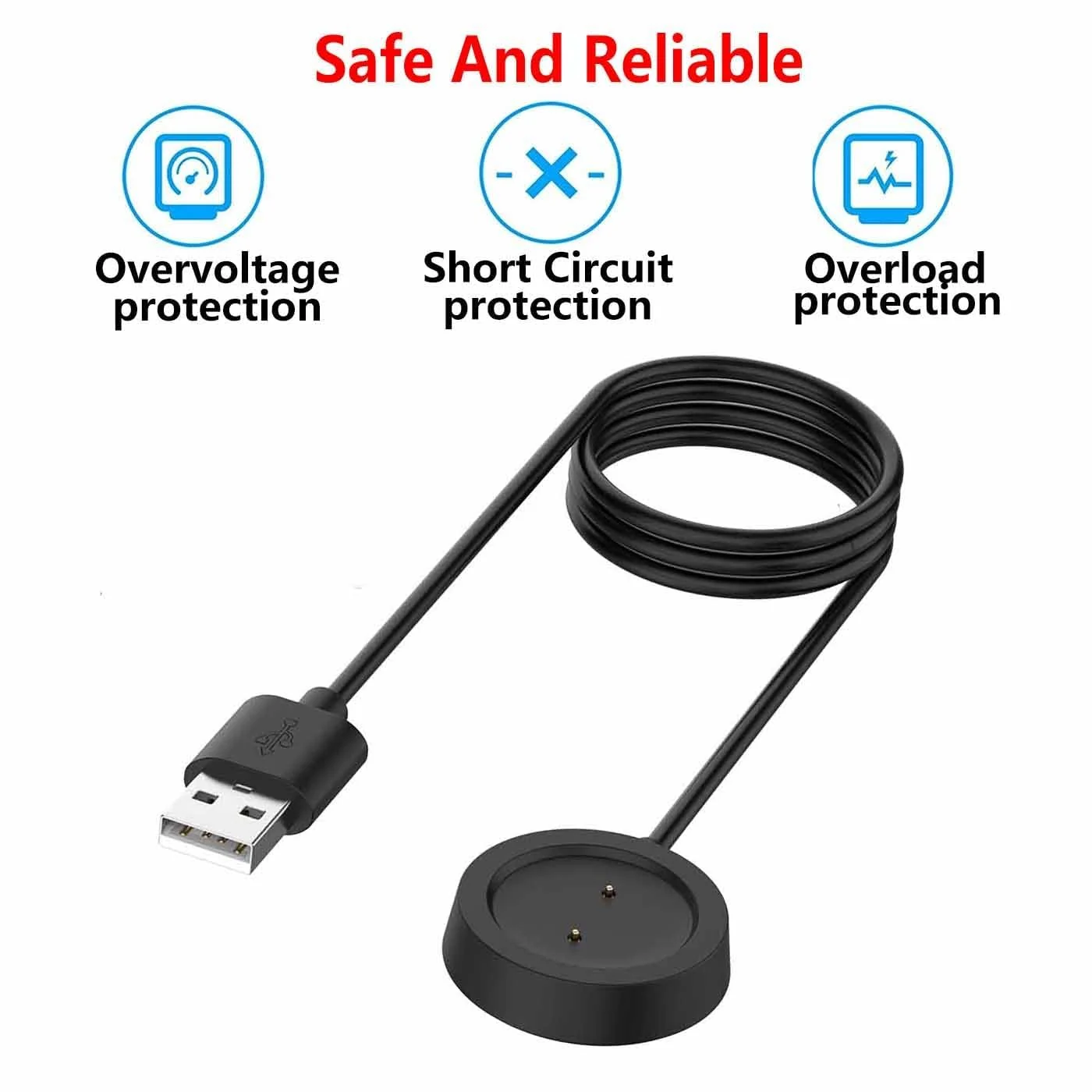 DL3 Mobilak Magnetic Charger Compatible With Amazfit T-Rex/Amazfit GTS/Amazfit GTR 42mm/GTR 47mm,3.3ft/1m USB Charging Cable Stand Dock Smartwatch Accessories - Black