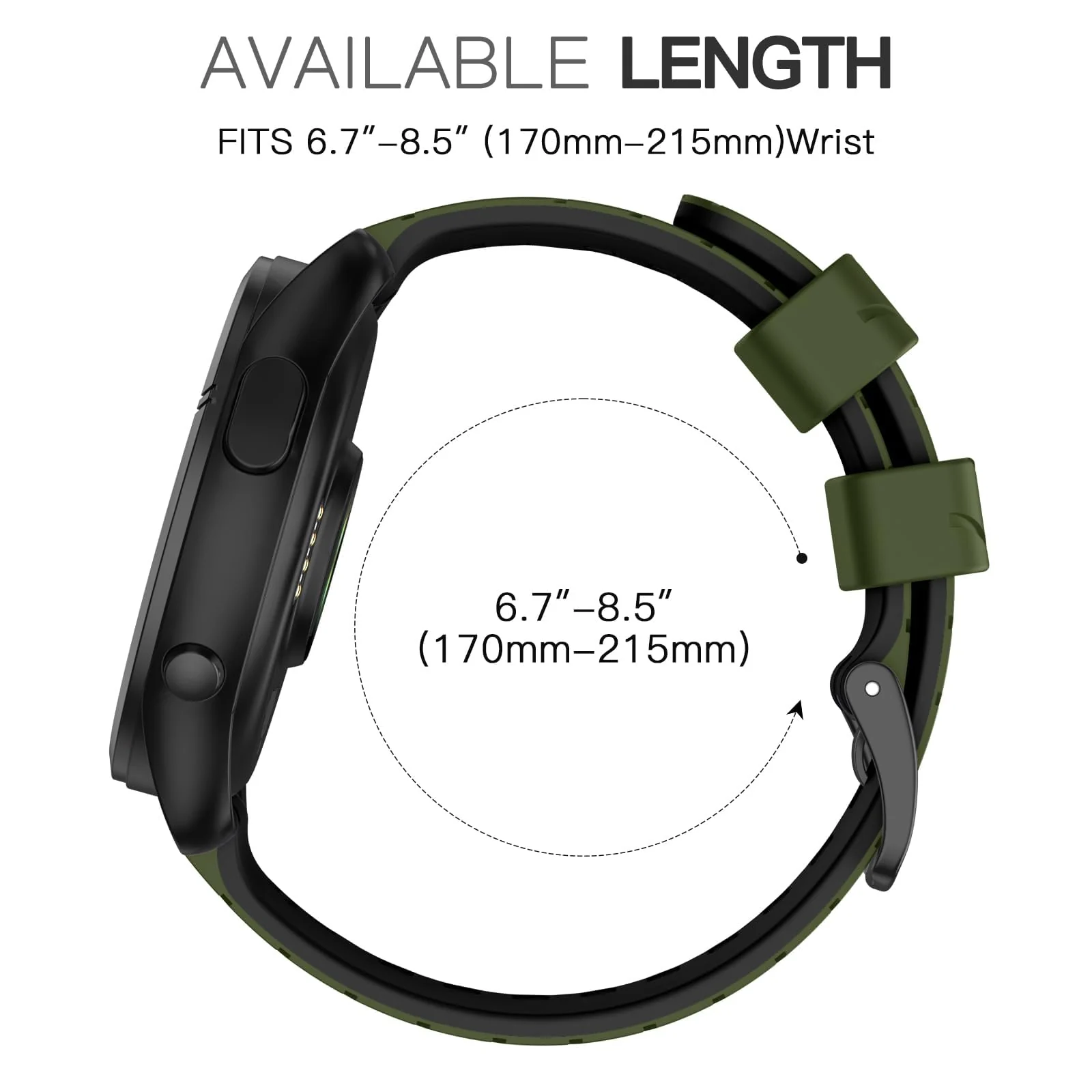DL3 Mobilak Silicone Sport Band 22MM Strap For Xiaomi Redmi Watch 5 Active/5 Lite/Samsung Galaxy Watch 3 45mm/Watch 46mm/Gear S3/Huawei watch GT5 GT4 GT3 GT2 GT 46MM/GT2E/GT3 Pro/GT 5 Pro - Green/black