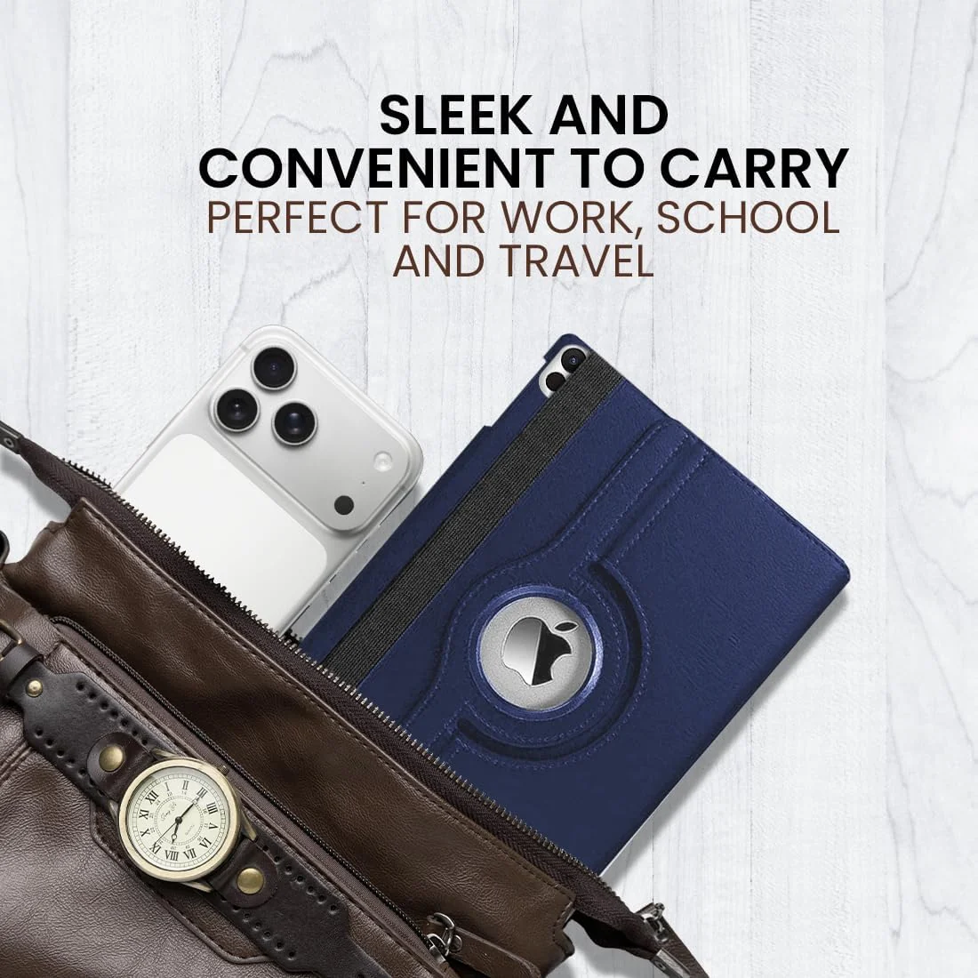 DL3 Mobilak Protective Cover for iPad Pro 13 inch Case M5/M4 (2025/2024), 360° Rotatable Smart Stand, Leather Folio Flip Cover with Multi-Angle Viewing, Auto Wake Sleep - Blue