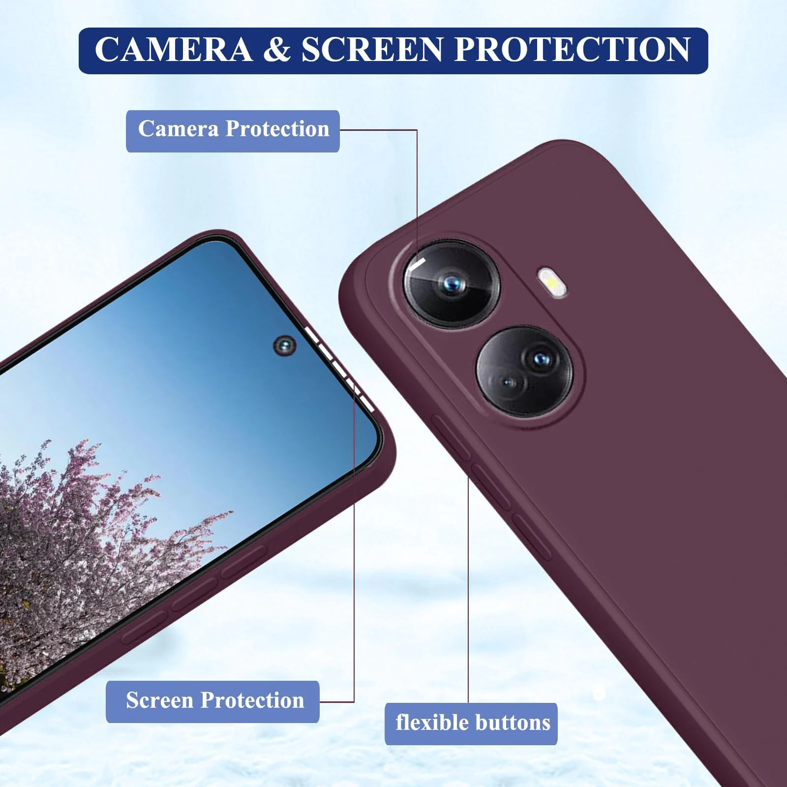 DL3 Mobilak Soft Silicone Protective Case for realme 10 pro plus with Microfiber Lining and Shockproof Design - Wine Red