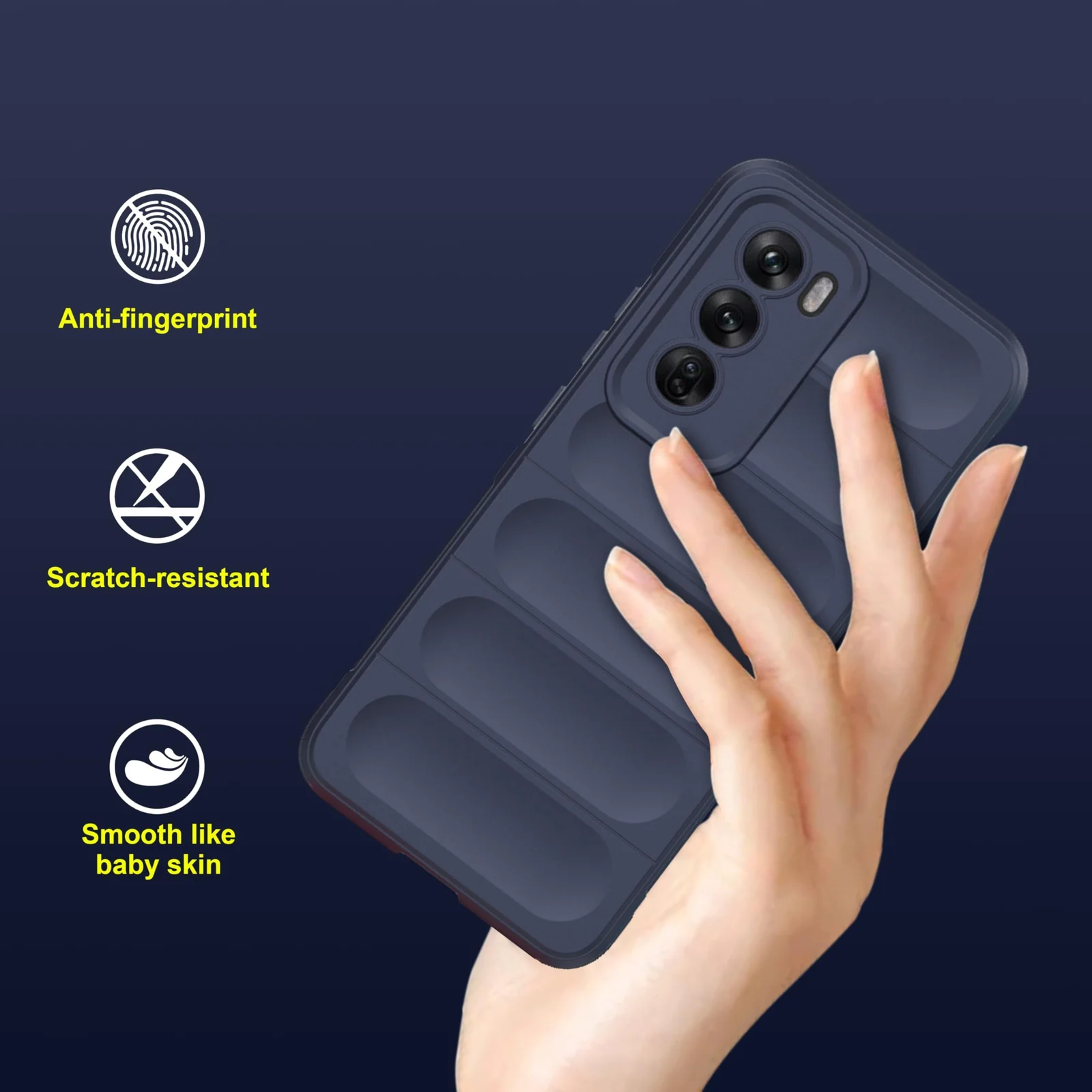 DL3 Mobilak Soft Silicone Protective Case for OPPO Reno 12 5G with Camera Protection and Shockproof Design - Blue