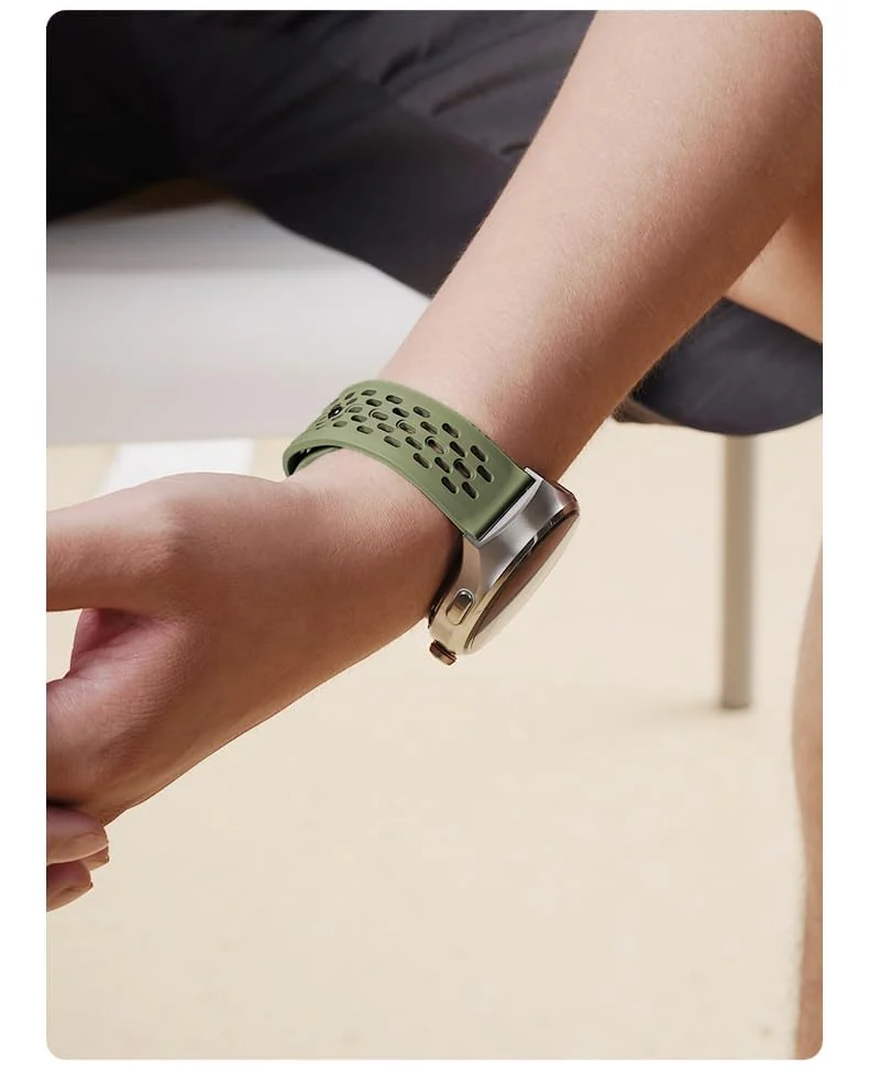 DL3 Mobilak 22mm Breathable Sport Band for Xiaomi Redmi Watch 5 Lite/5 Active/Samsung Galaxy Watch 3 45mm/Watch 46mm/Gear S3/Huawei watch GT6 GT5 GT4 GT3 GT2 (46MM)/GT2E/GT 3 Pro/GT 5 Pro, Soft Silicone Strap - Army Green