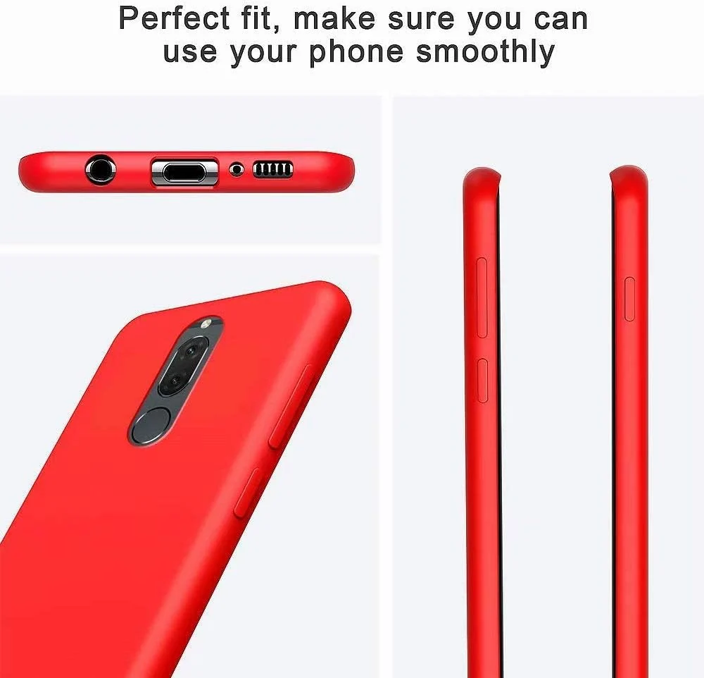 DL3 Mobilak Soft Silicone Protective Case for Huawei Mate 10 Lite with Microfiber Lining and Shockproof Design - Red