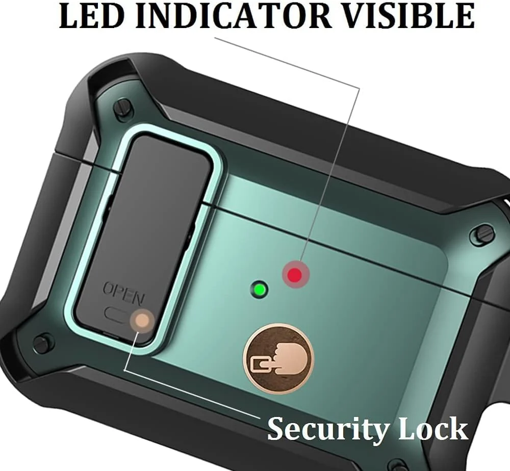 DL3 Mobilak Case Compatible with AirPods 3rd Generation with Lock, Rugged Armor Compatible with AirPods 3 Case with Keychain Shockproof Hard Shell Compatible with AirPods 3 Case - Black Green