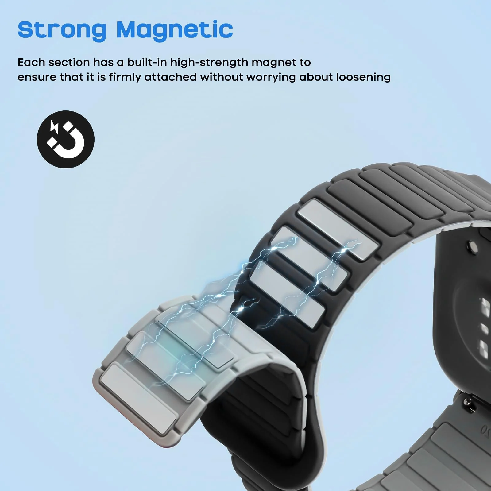 DL3 Mobilak Magnetic Strap for Huawei Watch Fit 4 Pro/Fit4/Fit 3 Replacement Straps Strong Silicone, Easy to Wear, Waterproof, Sporty, Daily Wear Watchbands for Men and Women - Black | Gray