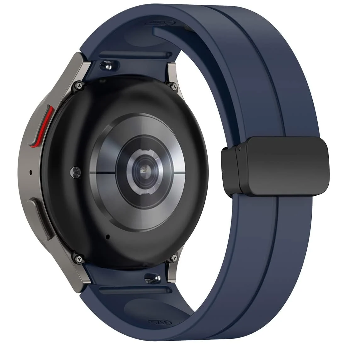 DL3 MOBILAK Magnetic for Samsung Galaxy Watch 6/5/4 Band 40mm 44mm/Galaxy Watch 6 Classic Bands 47mm 43mm/watch 4 Classic 46mm 42mm,Silicone Strap for Samsung Watch 5 Pro 45mm,No Gap Buckle - Dark Blue