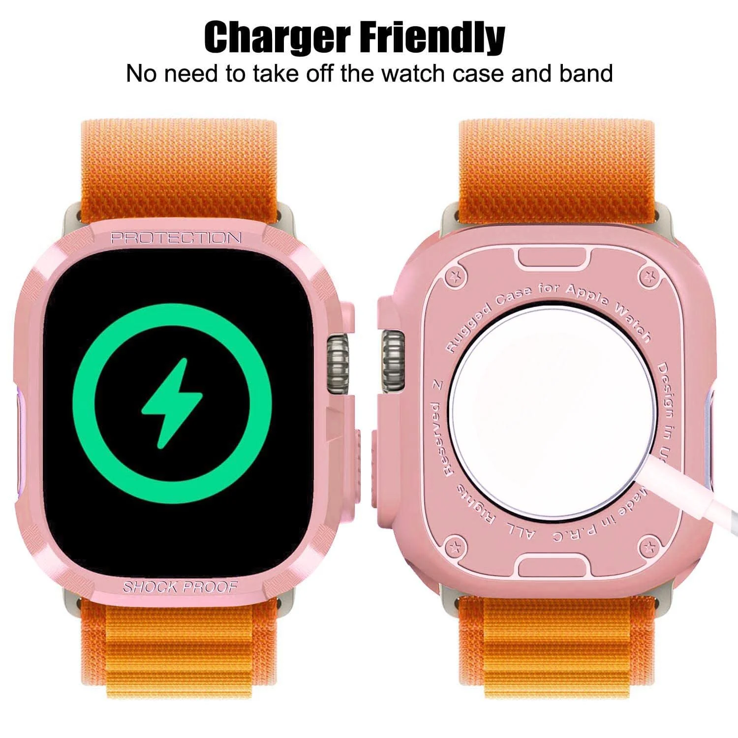 DL3 Mobilak Compatible for Apple Watch Ultra 49mm Rugged Case All Around Shockproof TPU Protective Cover Bumper Lightweight and Shock Absorbent for Apple Watch Ultra 49mm - Pink