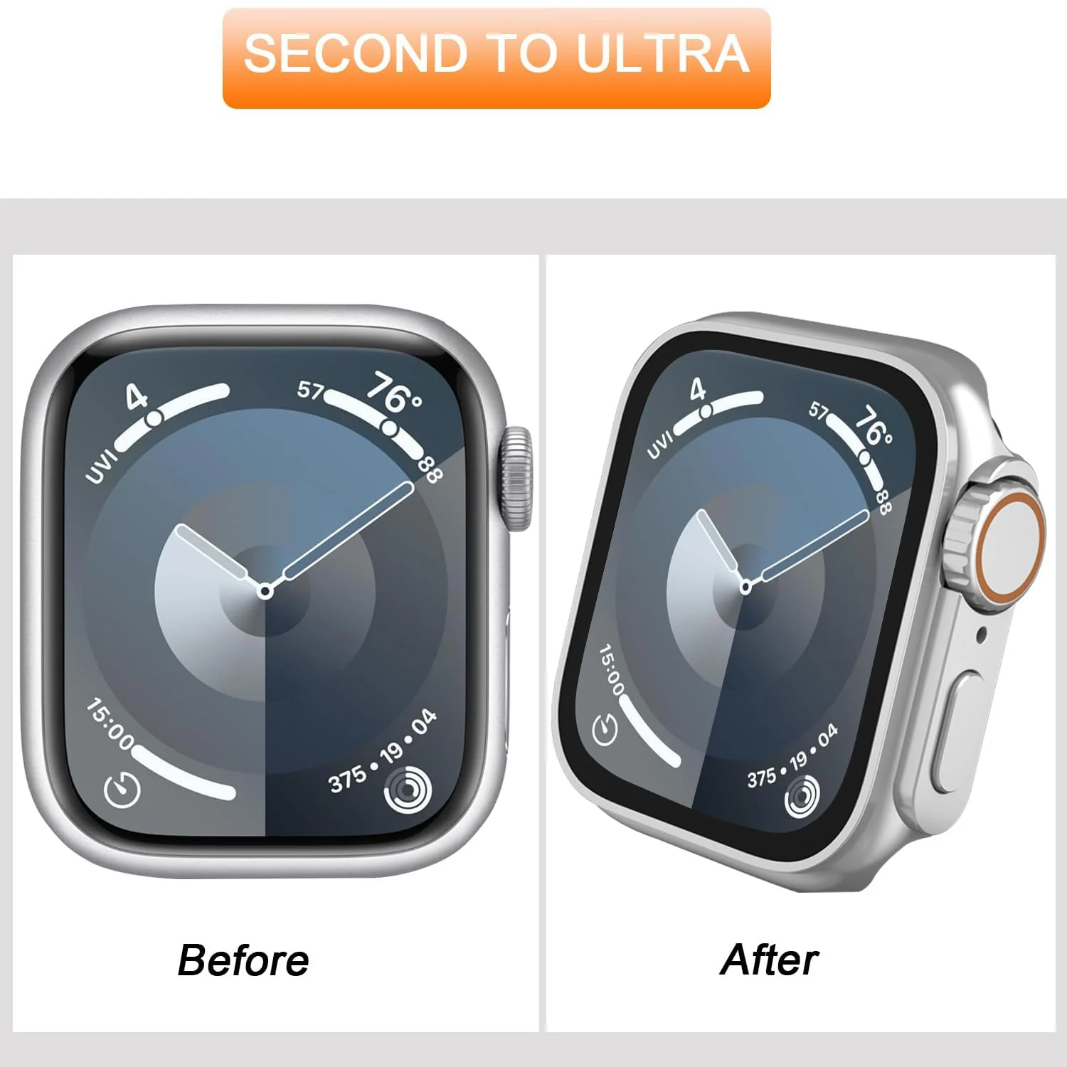 DL3 Mobilak for Apple Watch 44mm Screen Protector Case, [Looks Like Ultra Protector Case] Built-in Tempered Glass Screen Unique Design Case Cover for iWatch 44mm Series 6/5/4/SE2/SE - Silver