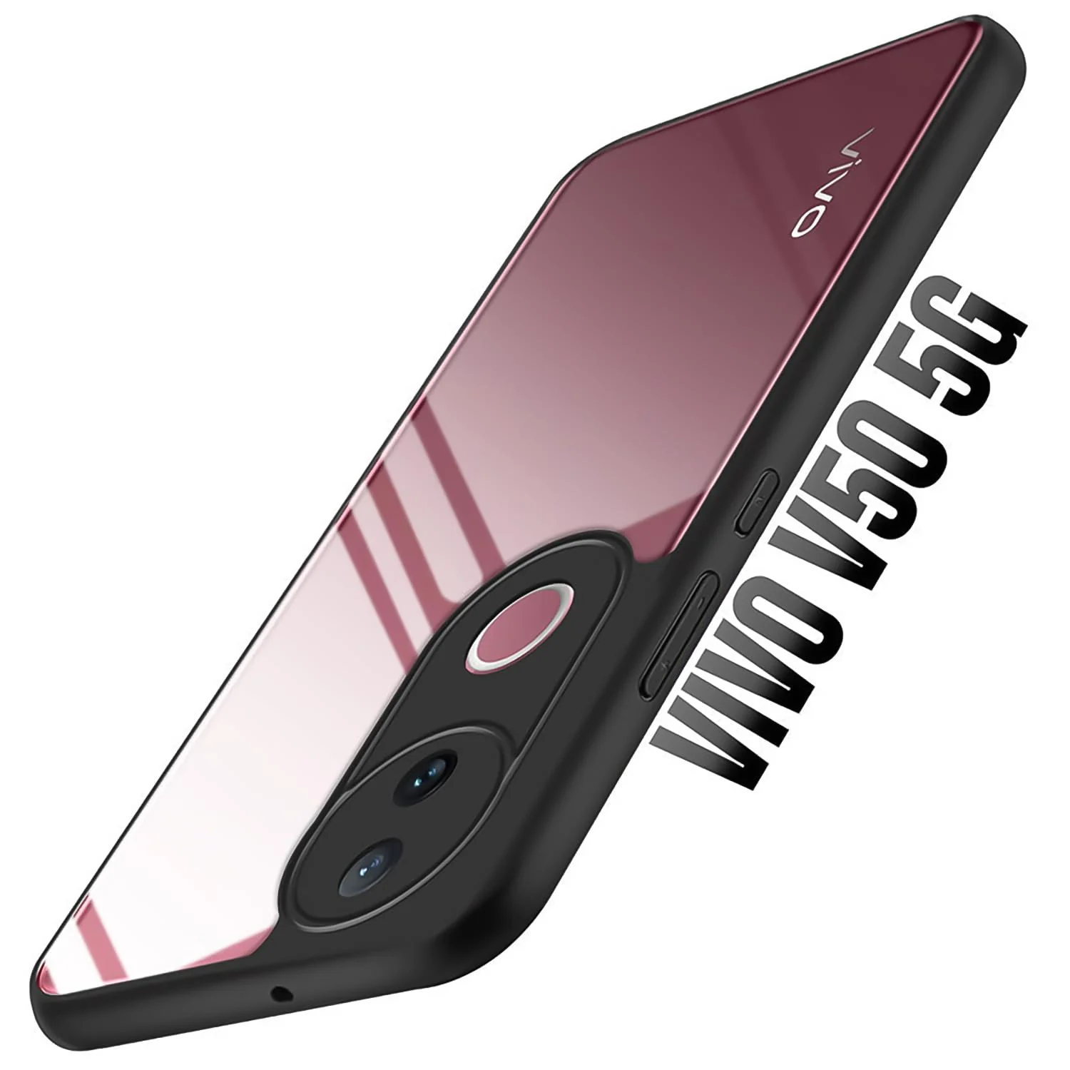DL3 Mobilak Compatible with Vivo V50 5G / Vivo V50E Case Transparent, Military-Grade Shockproof Anti-Yellowing, Slim Protective Phone Case Full Bumper Cover With Camera Protective - Black