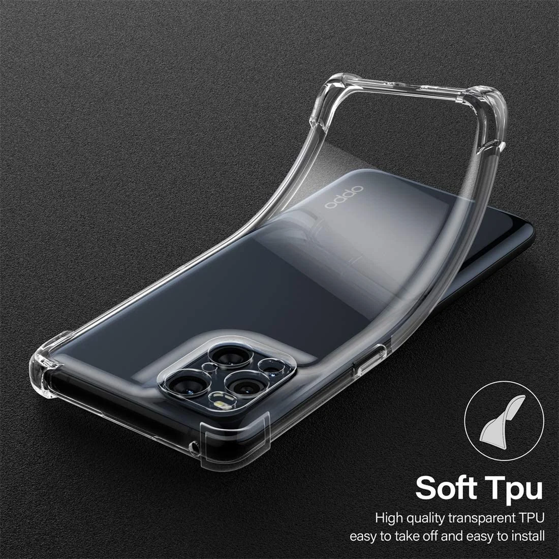 DL3 Mobilak Case Compatible with OPPO Find X3 Pro/Find X3, Cover Silicone Transparent TPU Gorilla Anti-shock Protector Camera Shockproof Corners - Clear