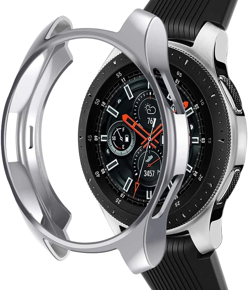 DL3 Mobilak Case Compatible with samsung galaxy 46mm Gear S3 Case All-Around Screen Protector Watch Soft TPU Shockproof Cover Slim Guard Thin Bumper Shell Protector - Silver