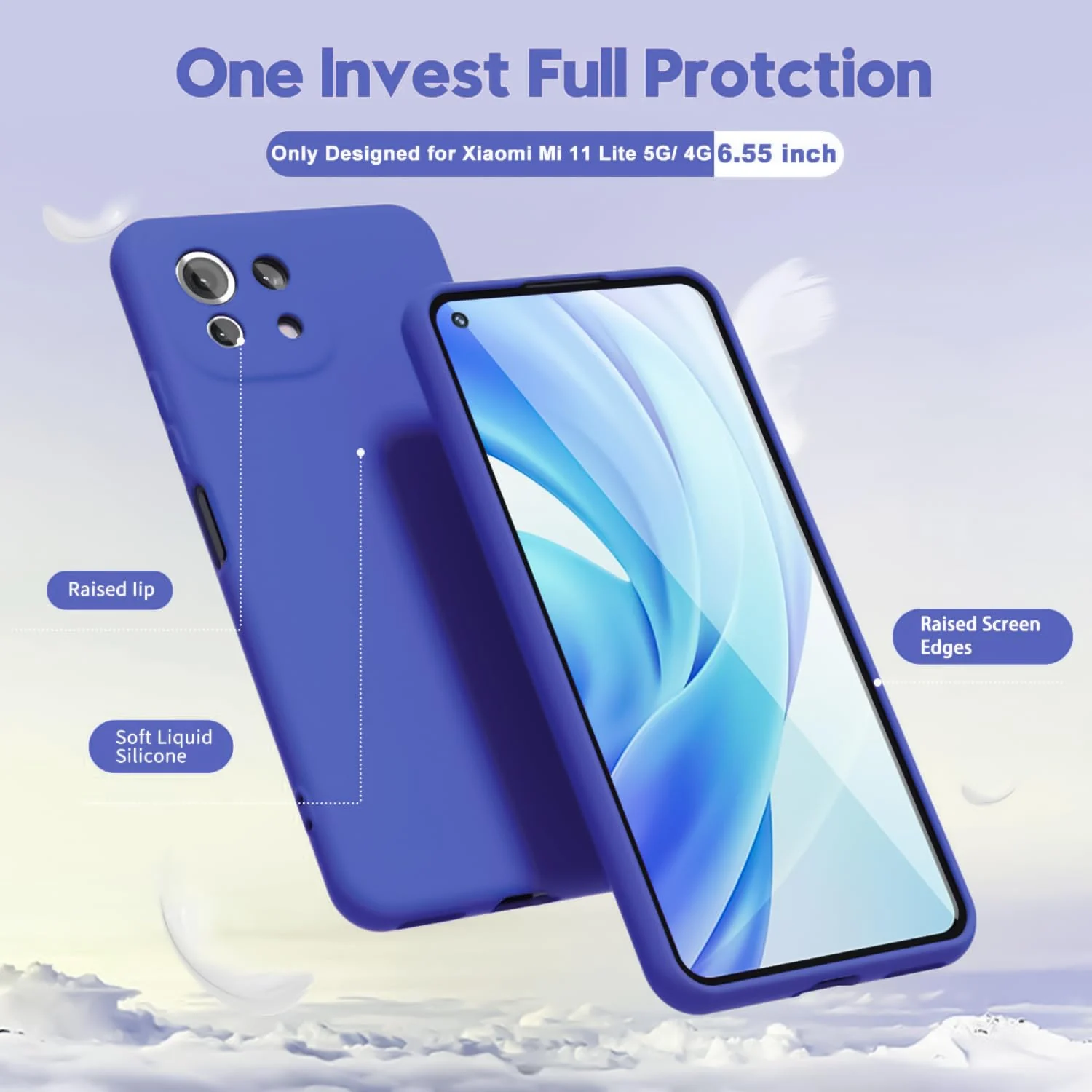 DL3 Mobilak Liquid Silicone Protective Case with Soft Microfiber Lining with Full Camera Protection for Xiaomi Mi 11 Lite 4G / 5G & Mi11 Lite 5G NE - Light Blue