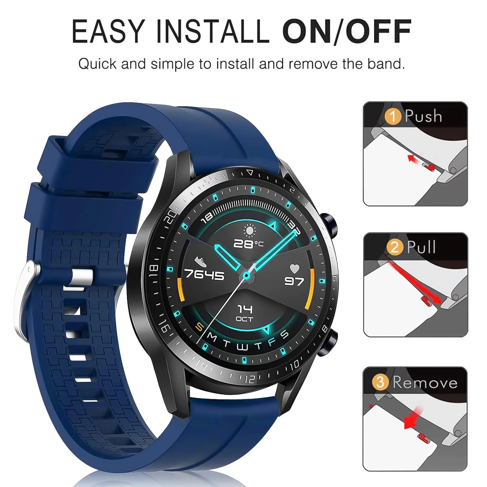 DL3 Mobilak Silicone Band 20MM For Samsung Gear Sport/Watch 6/5/4 40mm 44mm/Watch 6 Classic 43mm 47mm/ 5 Pro 45mm/S2 classic/Active 2 40mm 44mm/Amazfit GTS/2/2e/GTS3/3 Pro/GTS4/2 Mini - Blue