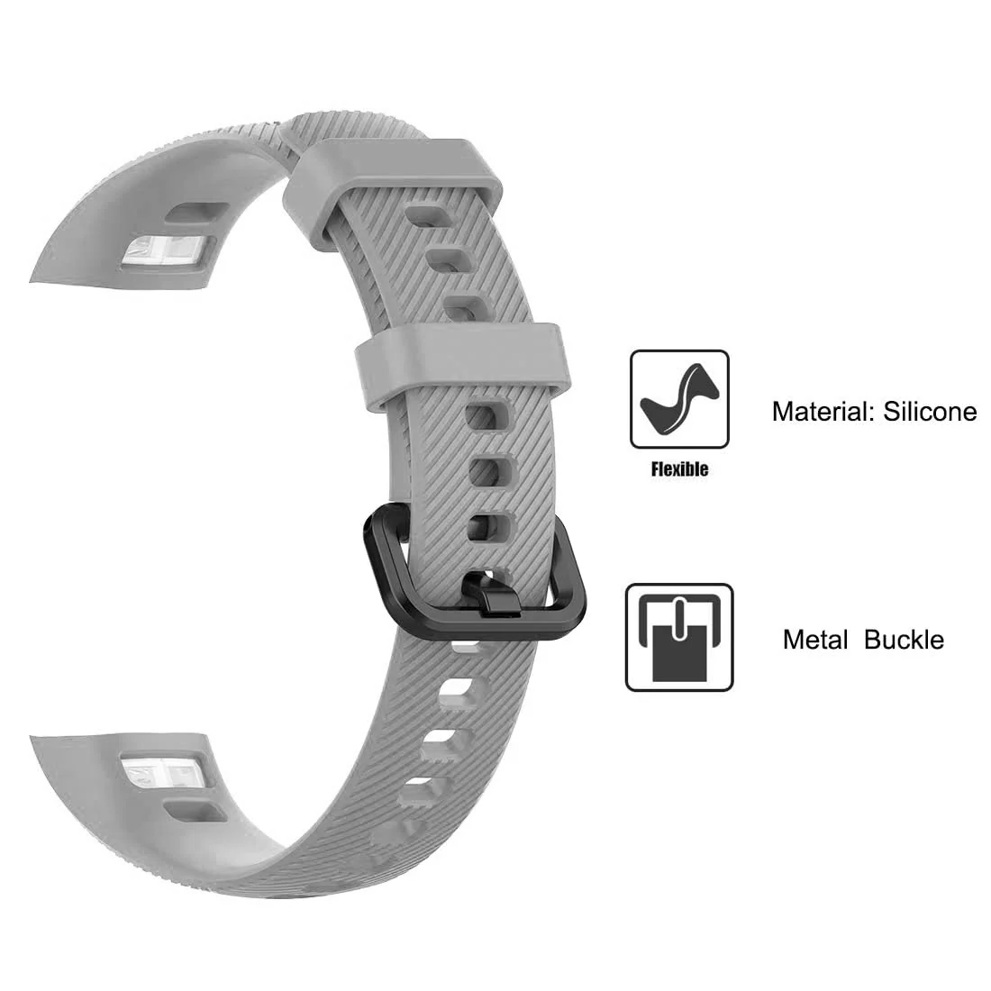 DL3 Mobilak Compatible for Honor Band 5/Honor Band 4 Strap, Soft Silicone Sport Wristband Adjustable Accessory Bracelet Replacement Band for Honor Band 5/Band 4 - Gray