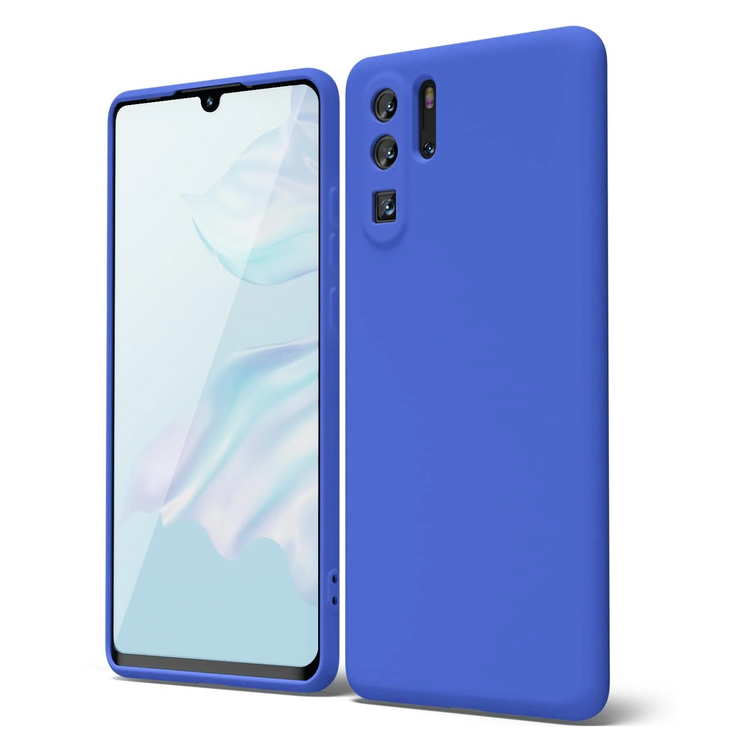 DL3 Mobilak Soft Silicone Protective Case for Huawei P30 Pro with Microfiber Lining and Shockproof Design - Light Blue