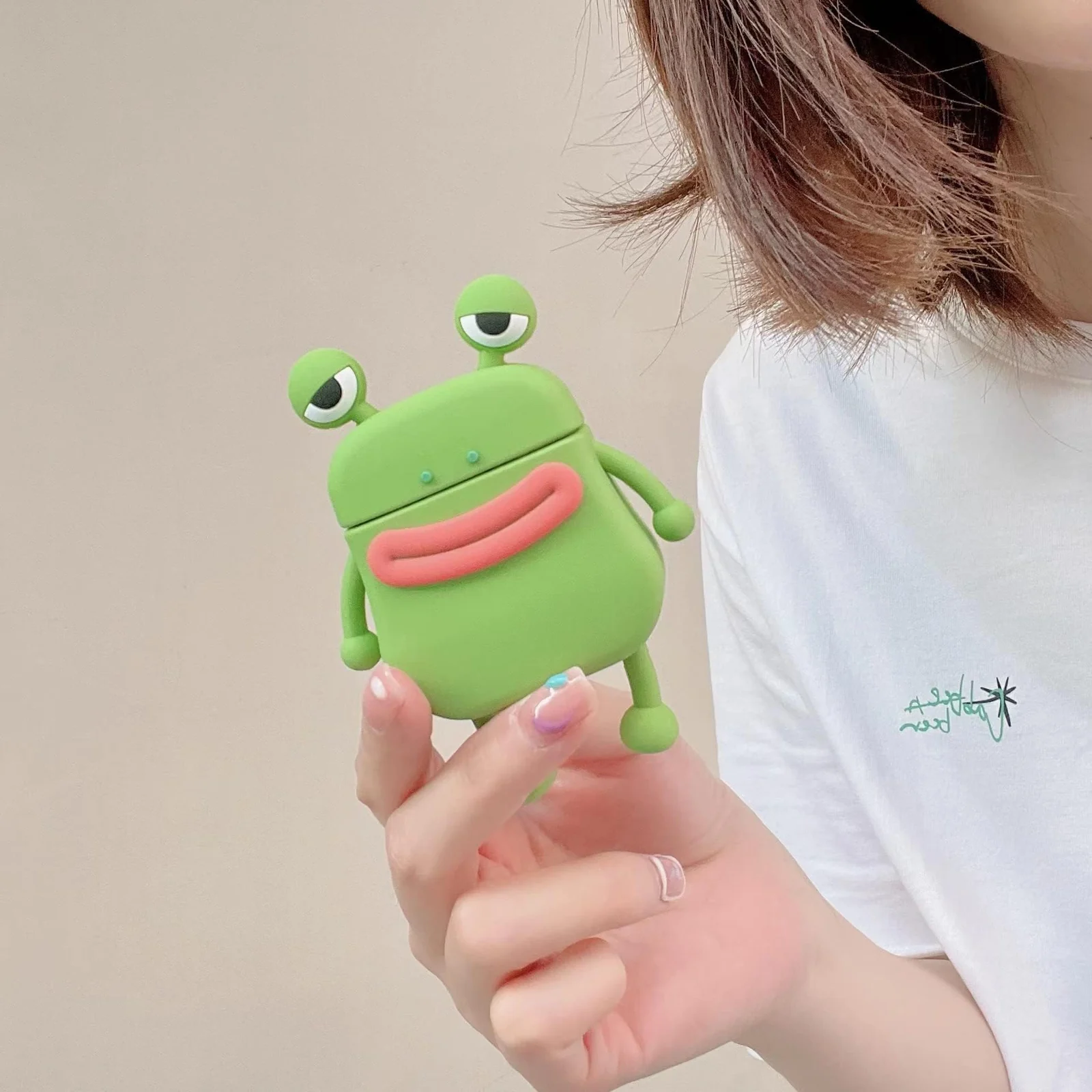 DL3 Mobilak For AirPods Pro Case Soft Silicone Shockproof Cover for Apple AirPods Pro, New 3D Cute Cartoon Creative Fun Case Skin with Keychain Design for AirPods Pro Charging Case 2019 - Frog Green