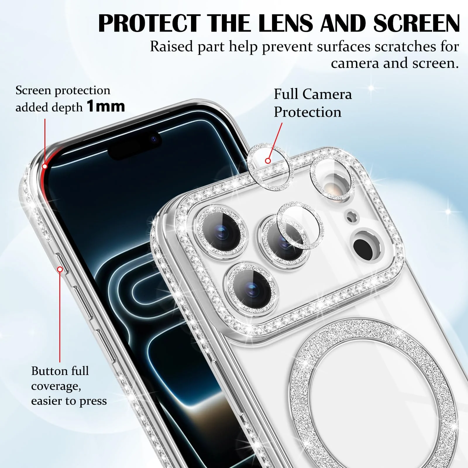 DL3 Mobilak MagSafe-Compatible Magnetic Case for iPhone 17 Pro Max with Camera Protection and Magnetic Car-Mount Support - Silver