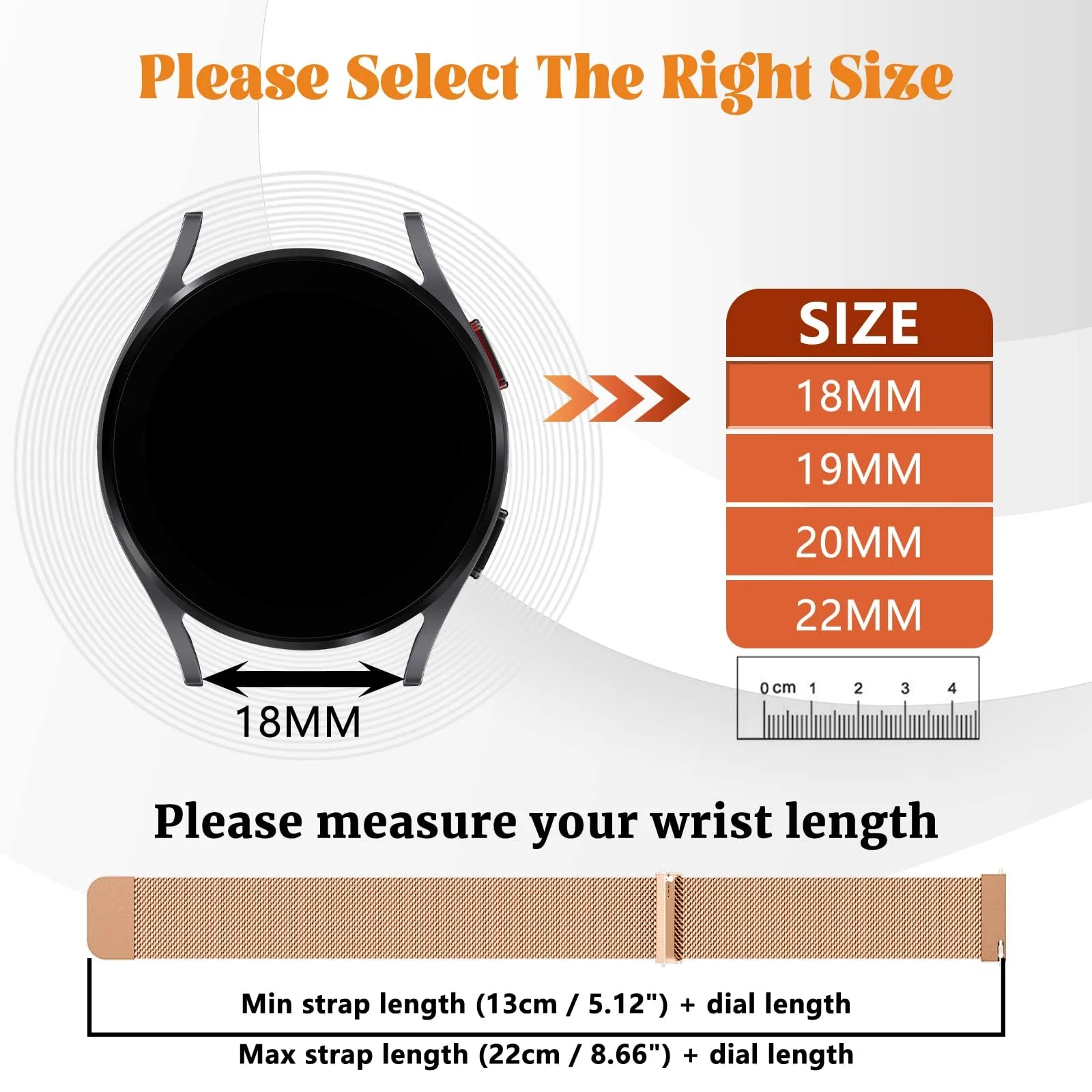 DL3 Mobilak Strap For Huawei Watch GT 6 41mm/Watch5 42mm/GT 5 Pro 42mm/GT 5 41mm/GT4 41 mm/Garmin Venu 3S/Fossil Women's Gen 6, 18mm Stainless steel Metal Milanese Magnetic Mesh Bands - Rose Gold