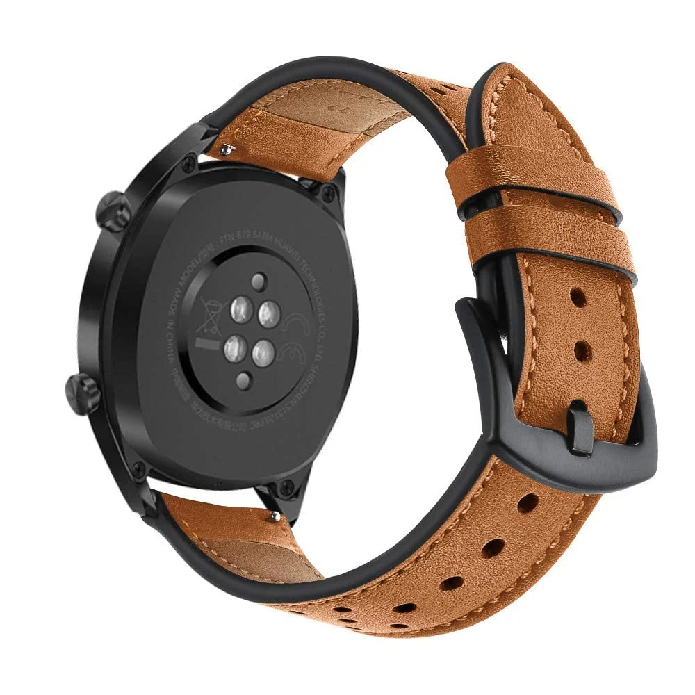 DL3 Mobilak Strap Leather 22MM Band For Samsung Galaxy Watch 3 45mm/Watch 46mm/Gear S3/Huawei watch GT5 GT4 GT3 46MM/Watch 4/3/GT2E/GT2 Pro/GT 3 Pro/GT5 Pro/GT GT2 46MM/Amazfit GTR 4/3/3 Pro/2/2e - Black