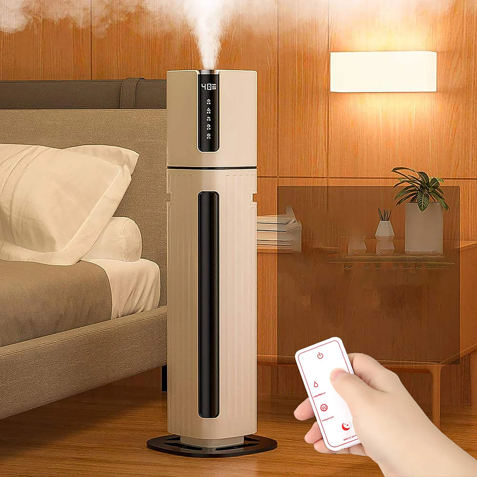 Mobigon Humidifiers for Bedroom Large Room - 8L Air Humidifier with Essential Oil Diffuser, Top Fill Cool Mist for Home Bedroom Baby Nursery Whole House Office Plant (White Gold)
