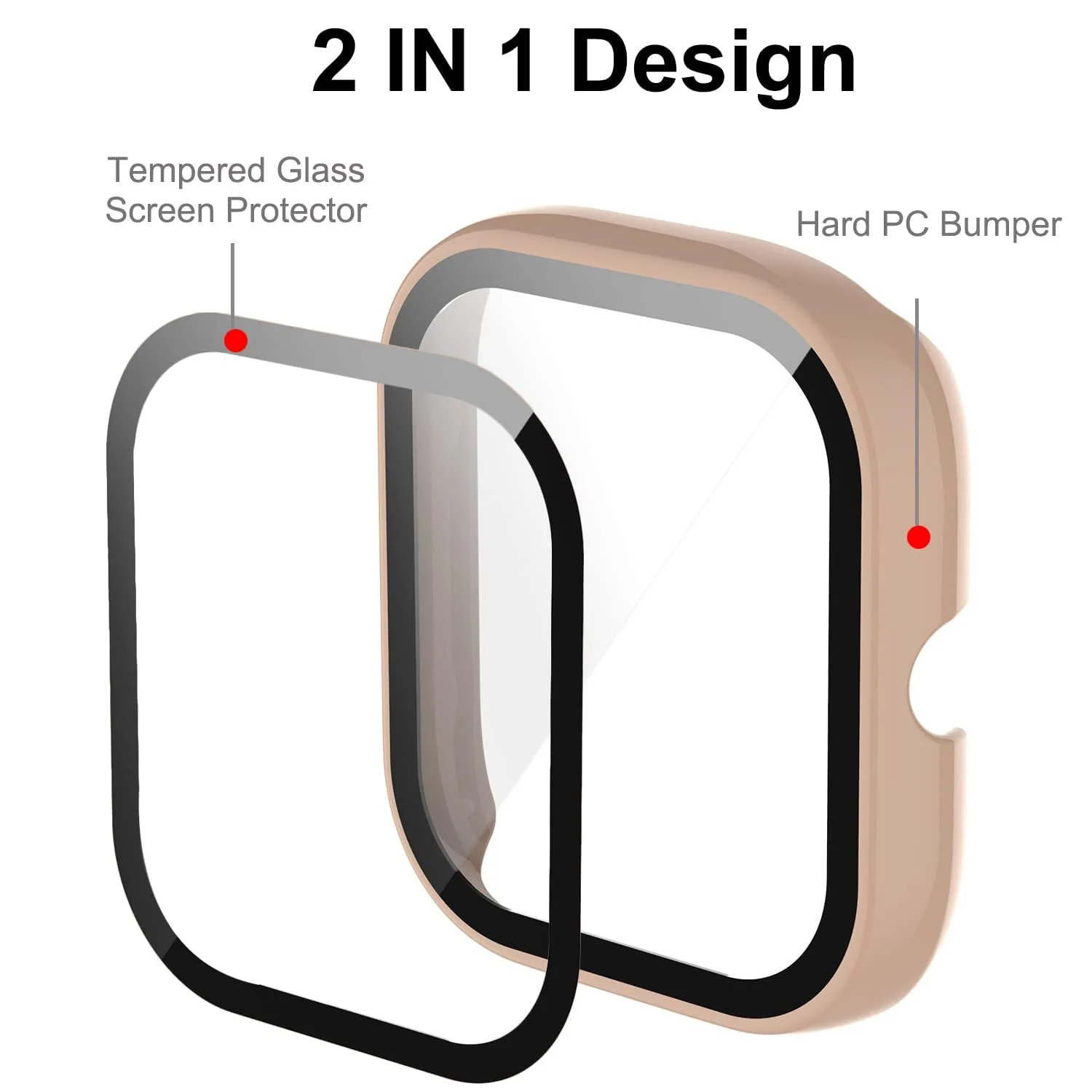 DL3 Mobilak Protective Case Compatible with Amazfit GTS 2 Mini 9H Hardness PC Case Bumper Full Slim Protective Cover with Tempered Glass For Amazfit GTS2 Mini - Pink