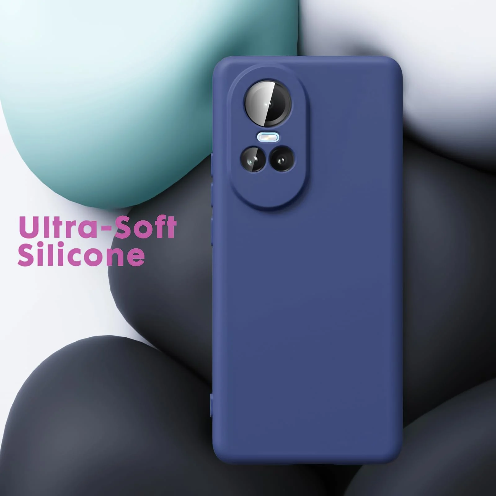 DL3 Mobilak Liquid Silicone Protective Case with Soft Microfiber Lining with Full Camera Protection for OPPO Reno 10 5G / OPPO Reno 10 Pro 5G - Blue 1