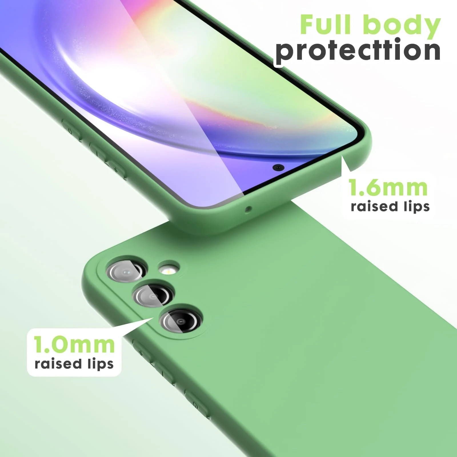 DL3 Mobilak Soft Silicone Protective Case for Samsung Galaxy A15 with Microfiber Lining and Shockproof Design - Mint Green