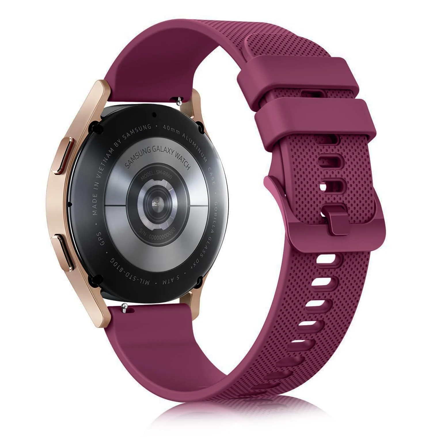 DL3 Mobilak Strap Silicone Buckle 20MM Band For Samsung Gear Sport/Watch 7/6/5/4/5 Pro 45mm/S2 classic/active 2 40mm 44mm/Amazfit GTS 2/2e/GTS 3/3 Pro/GTS 4/GTS 2 Mini/3 Mini/4 Mini/Bip 3/Bip 3 Pro - Wine Red