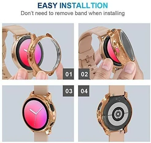 DL3 Mobilak Case Compatible with Samsung Galaxy Watch Active 2 44mm Case All-Around Screen Protector Watch Soft TPU Shockproof Cover Slim Guard Thin Bumper Shell Protector - Rose Gold