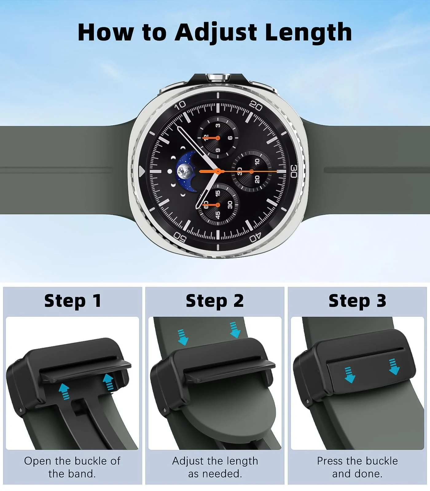 DL3 Mobilak Silicone Strap for Samsung Galaxy Watch 8 40mm/44mm, Men's and Women's Adjustable Sports Silicone Magnetic Buckle Bands for Samsung Galaxy Watch 8 Classic 46mm 2025 - Army Green