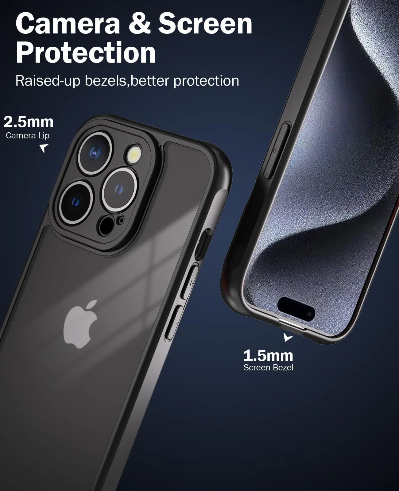 DL3 Mobilak Clear TPU Case for iPhone 15 + Plus / iPhone 14 Plus 6.7-Inch, Camera protection, Shock-absorbing protection, Scratch-resistant surface - Black