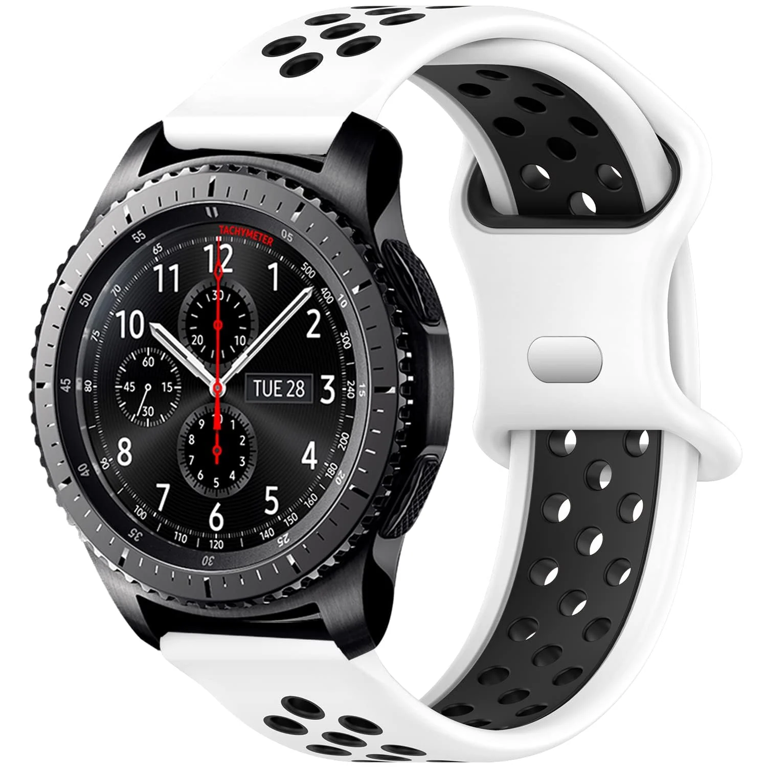 DL3 Mobilak Silicone Sport Bands 22MM Strap Compatible with Samsung galaxy watch3 45mm/galaxy 46mm/Gear S3/Huawei watch GT3 46MM/GT2E/GT2 Pro/GT GT2 46MM/Honor Magic Watch2 (&) - White & Black