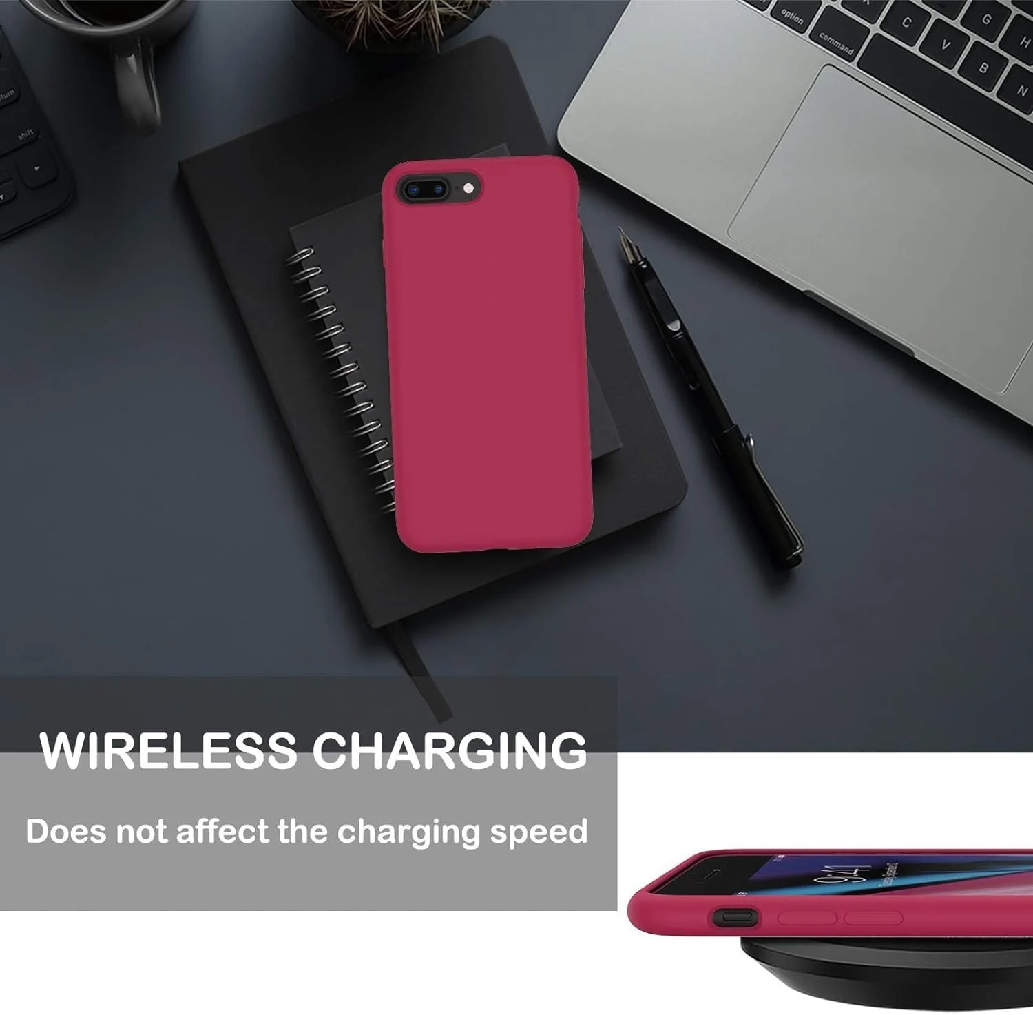 DL3 Mobilak Liquid Silicone Protective Case for iPhone 6 Plus / 6S Plus with Camera Protection and Microfiber Lining - Rose Red